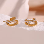 Pendientes de Aro con Perlas Apiladas Chapados en Oro 18K