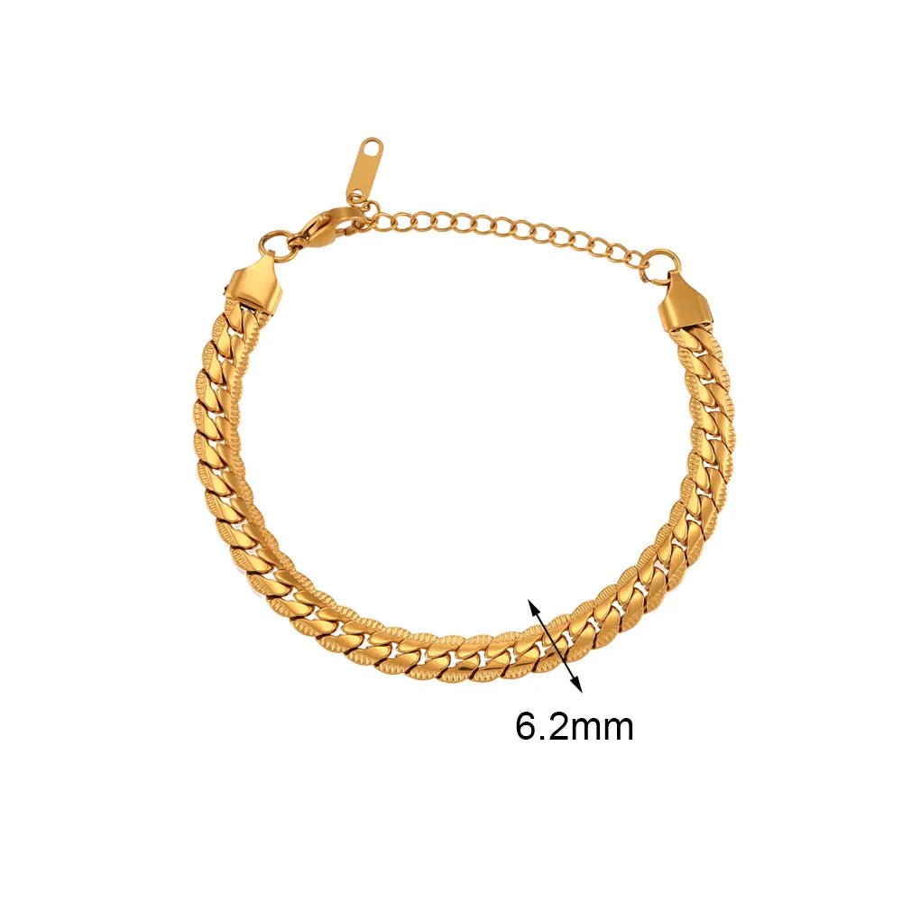 Pulsera de Acero Inoxidable Chapada en Oro 18K