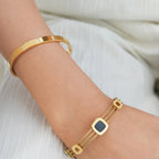 Brazalete Lineal de Piedra - Color Oro
