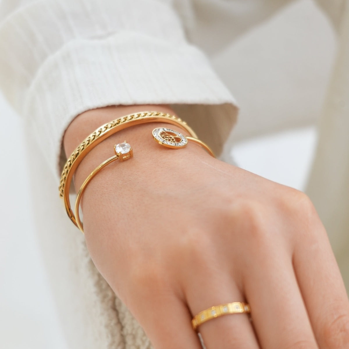 Brazalete de Piedra del Árbol de la Vida en Oro