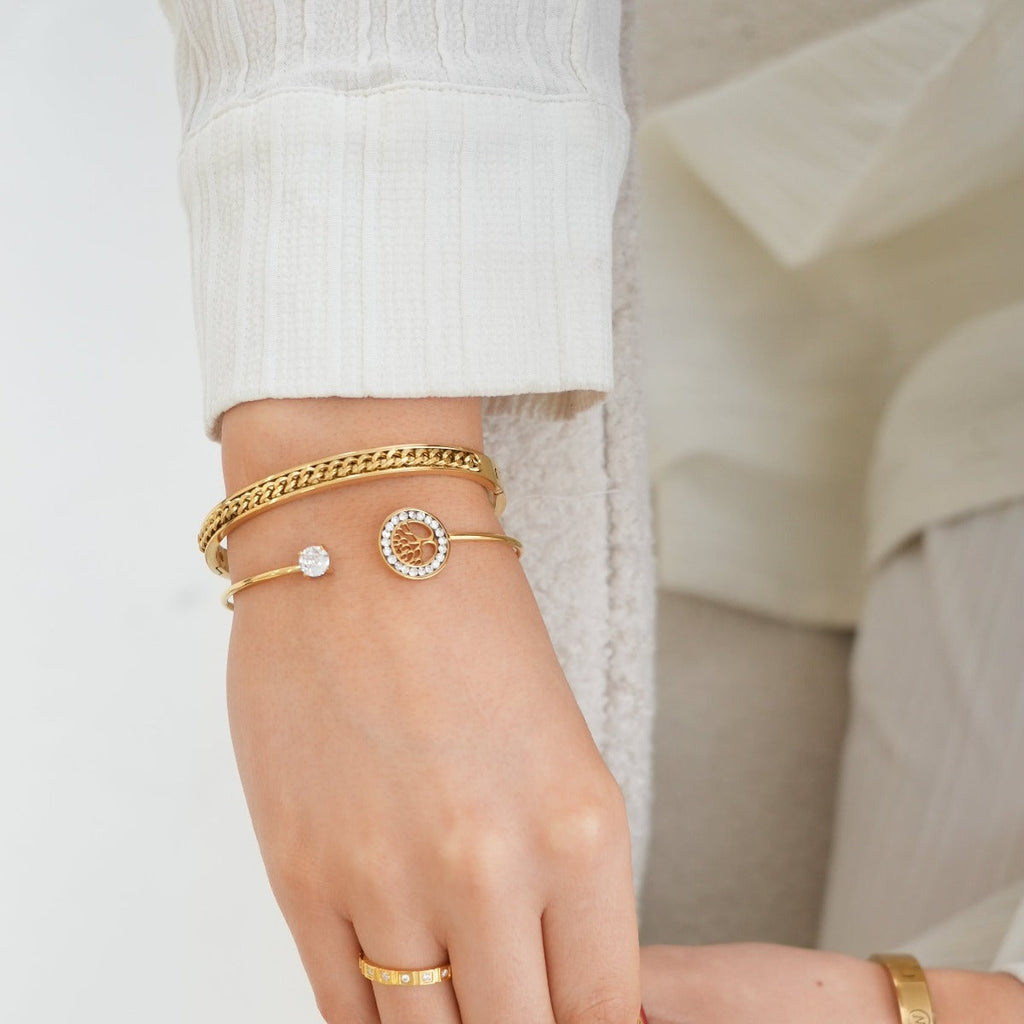 Brazalete de Piedra del Árbol de la Vida en Oro