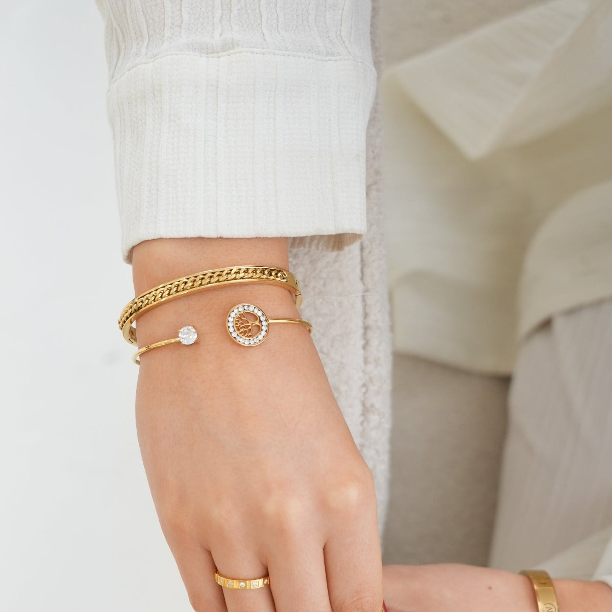 Brazalete de Piedra del Árbol de la Vida en Oro