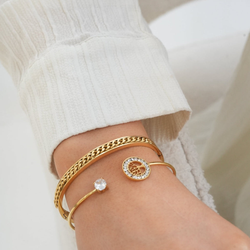 Brazalete de Piedra del Árbol de la Vida en Oro