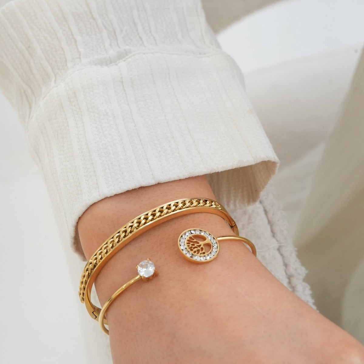 Brazalete de Piedra del Árbol de la Vida en Oro