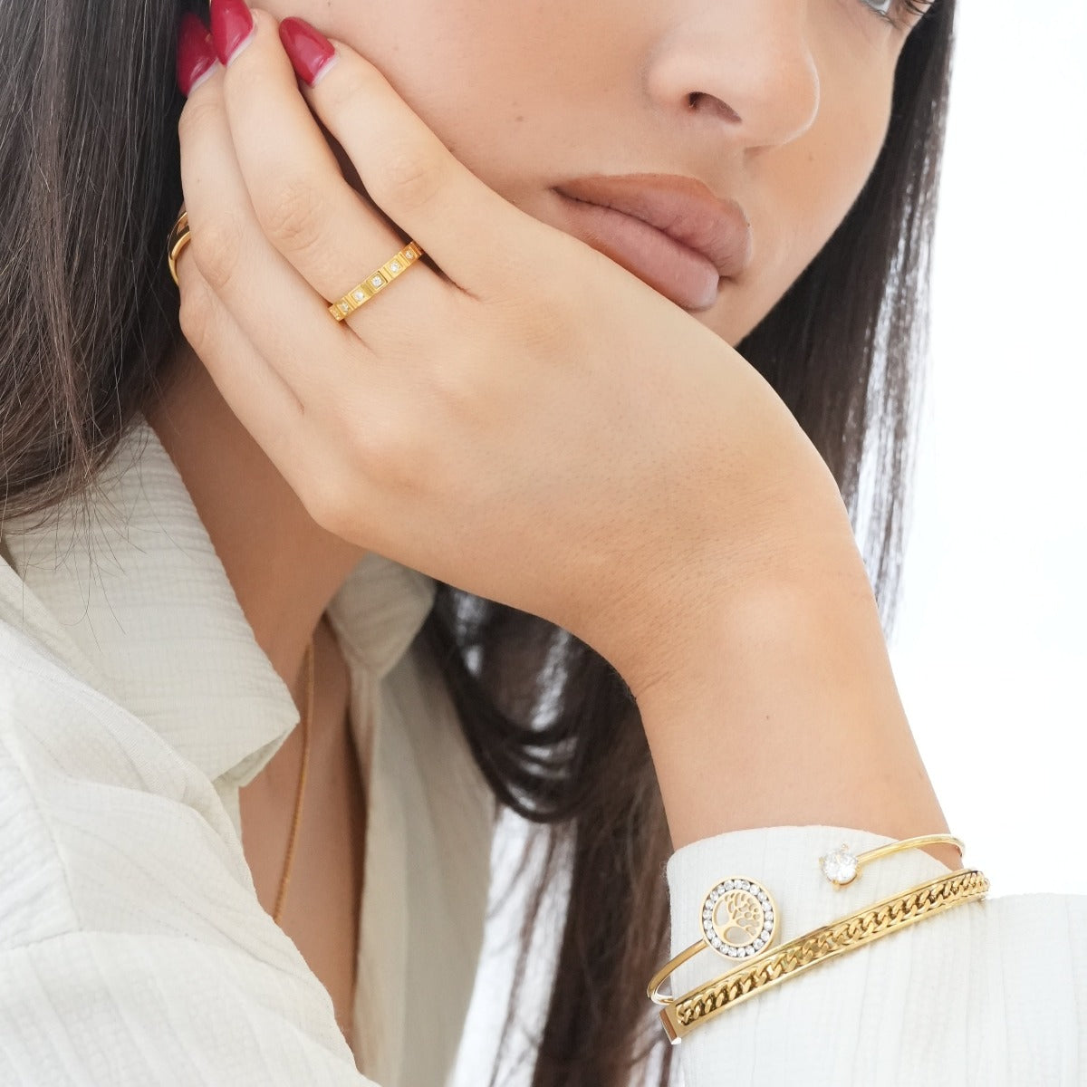 Brazalete de Piedra del Árbol de la Vida en Oro
