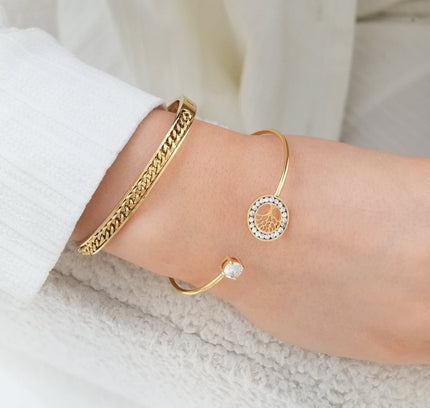 Brazalete de Piedra del Árbol de la Vida en Oro