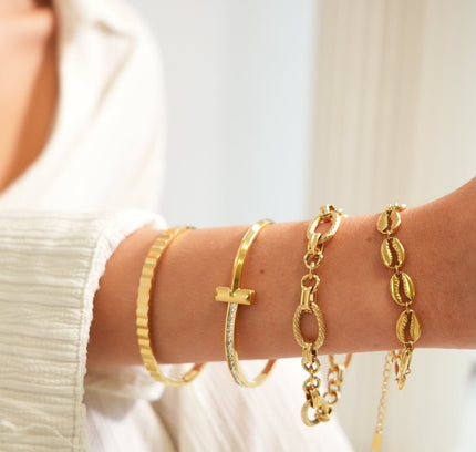 Pulsera de Cadena de Concha - Oro