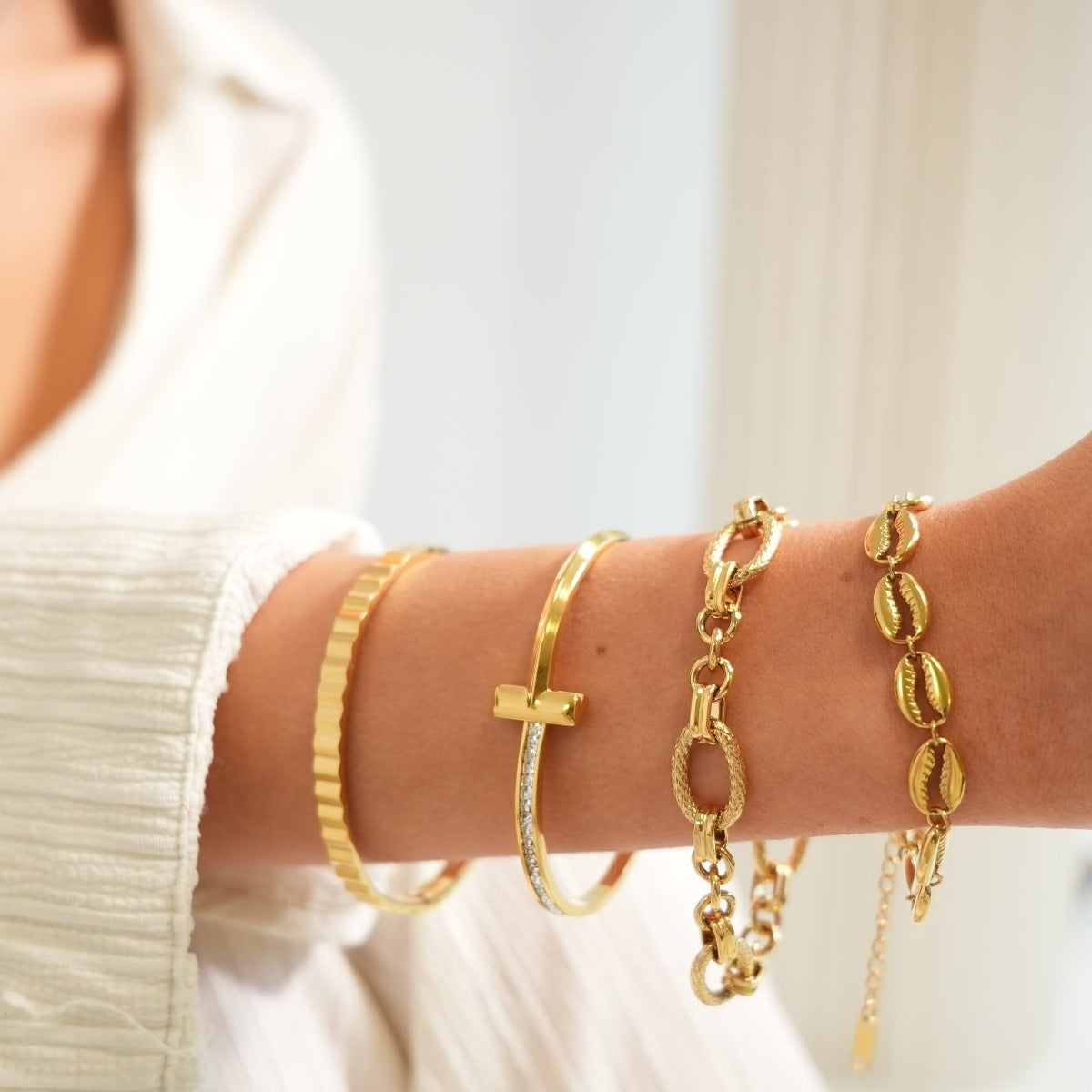 Pulsera de Cadena de Concha - Oro