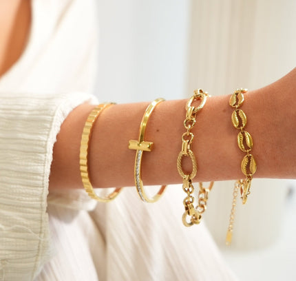Pulsera de Cadena Texturizada Sicilia - Color Oro