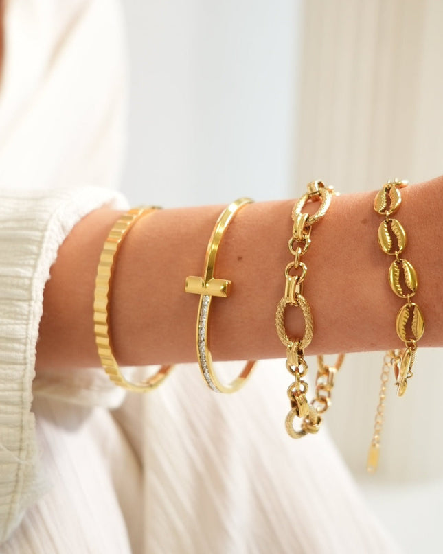 Pulsera de Cadena Texturizada Sicilia - Color Oro
