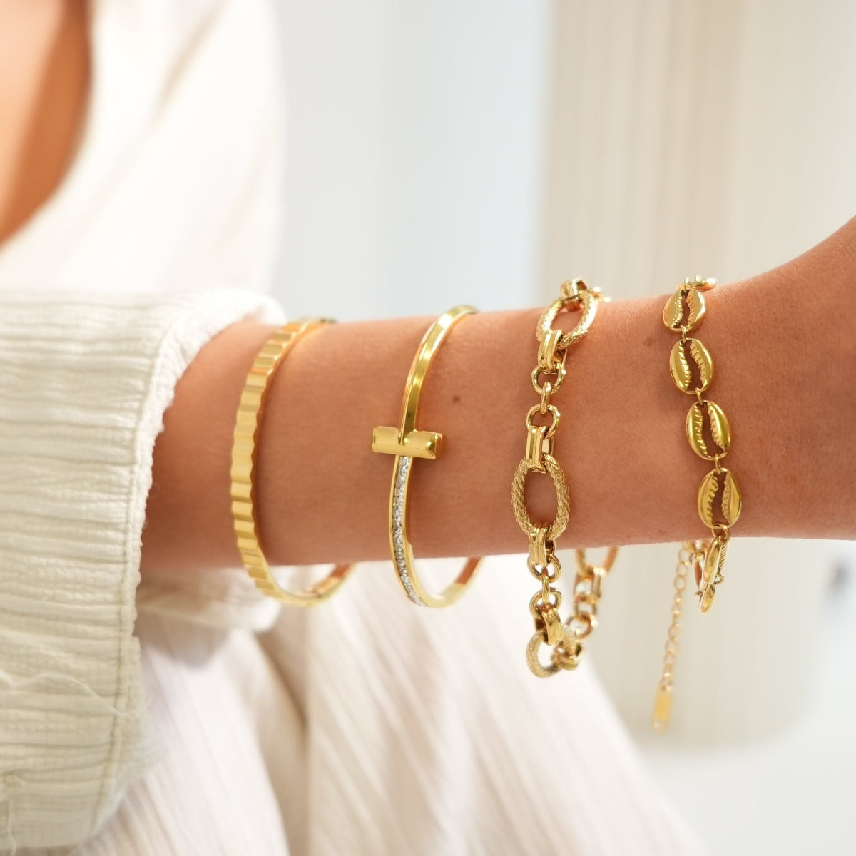 Pulsera de Cadena Texturizada Sicilia - Color Oro