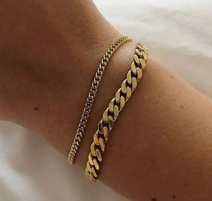 E.B.belle Miniamlist Pulsera para hombre Joyería de oro Estilo callejero Acero inoxidable 316L Pulseras de cadena cubana chapadas en oro de 18 quilates para mujer