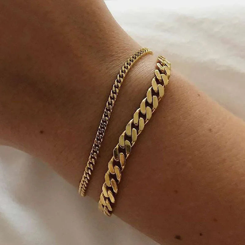 Pulsera de Acero Inoxidable Chapada en Oro 18K