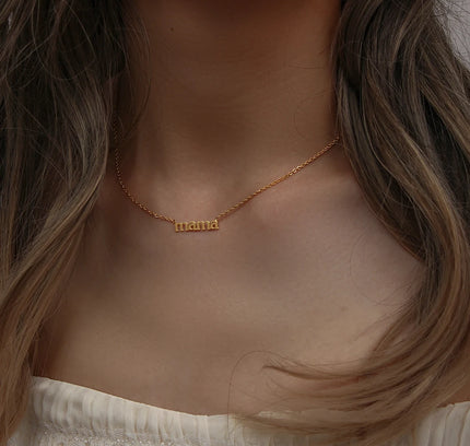 El mejor regalo para mamá, collar con colgante de letra chapado en oro Real de acero inoxidable 316L sin deslustre, collar minimalista de oro para mamá