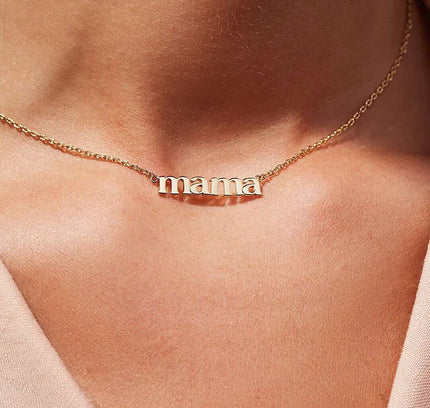 El mejor regalo para mamá, collar con colgante de letra chapado en oro Real de acero inoxidable 316L sin deslustre, collar minimalista de oro para mamá