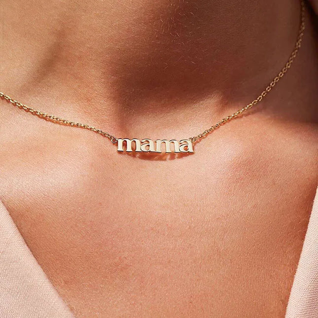 El mejor regalo para mamá, collar con colgante de letra chapado en oro Real de acero inoxidable 316L sin deslustre, collar minimalista de oro para mamá