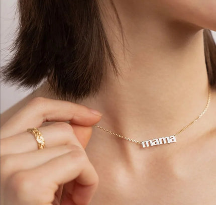 El mejor regalo para mamá, collar con colgante de letra chapado en oro Real de acero inoxidable 316L sin deslustre, collar minimalista de oro para mamá
