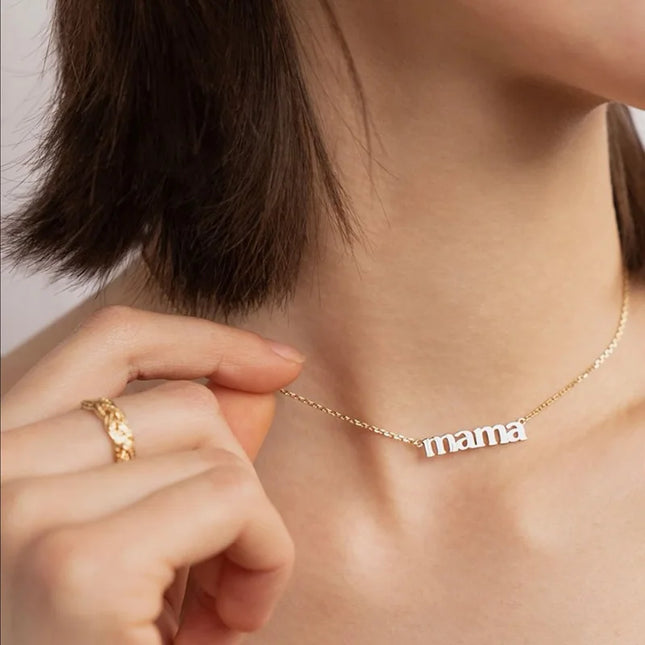 El mejor regalo para mamá, collar con colgante de letra chapado en oro Real de acero inoxidable 316L sin deslustre, collar minimalista de oro para mamá