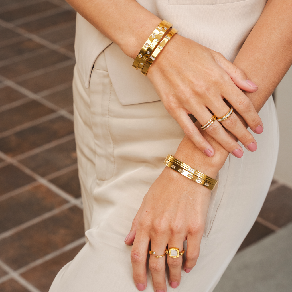 Pulsera de Piedra Numérica - Oro