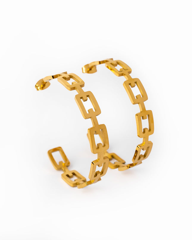 Aros Geométricos en Baño de Oro de 18K