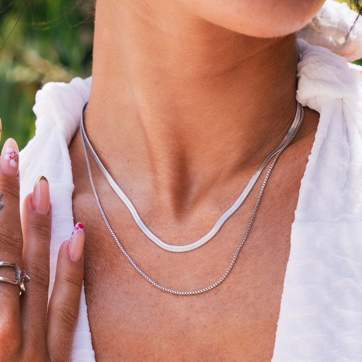 Doble Cadena de Serpiente en Plata - Collar Elegante