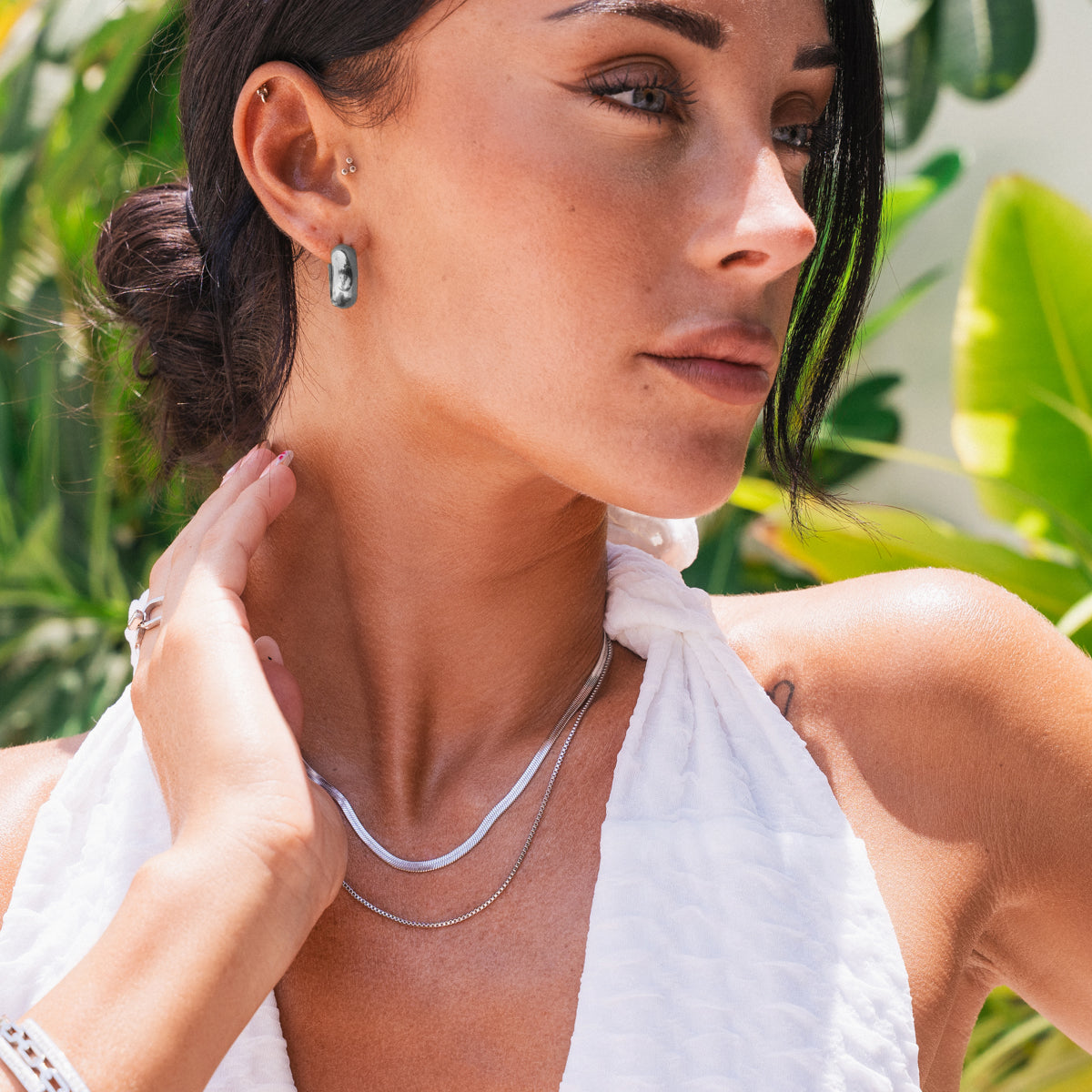 Doble Cadena de Serpiente en Plata - Collar Elegante