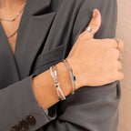 Pulsera Ovalada de Ónix con Acabado en Plata