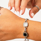 Pulsera Monocromática de Cadena de Clips Cuadrada - Plata