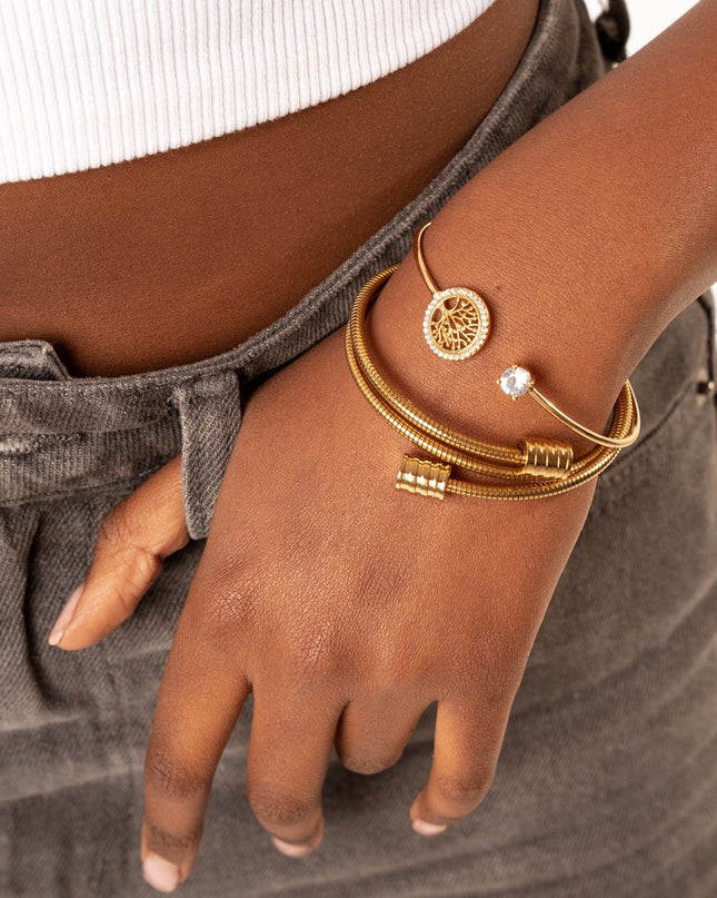 Brazalete de Piedra del Árbol de la Vida en Oro