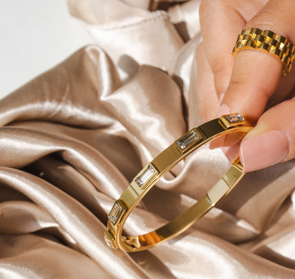 Pulsera de Piedra Cúbica - Oro