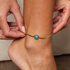 Pulsera de Cadena de Serpiente de Piedra Aqua - Oro