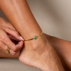 Pulsera de Cadena de Serpiente de Piedra Aqua - Oro