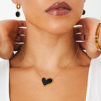 Collar de Corazón de Mármol - Oro y Negro