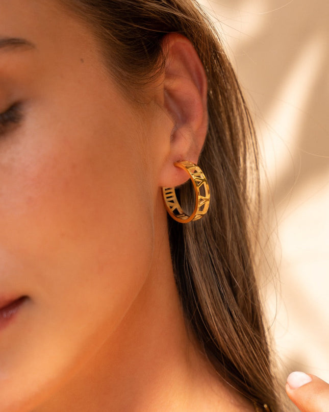 Aros con Números Huecos - Oro