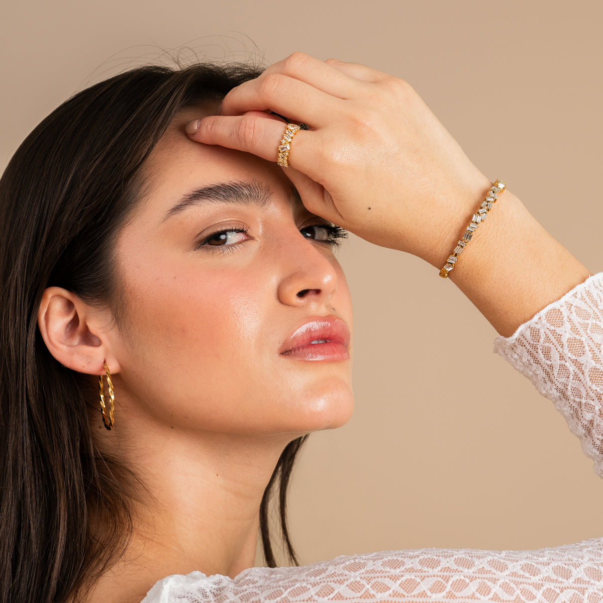 Brazalete Baguette de CZ en Oro