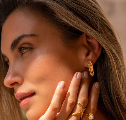 Aros con Números Huecos - Oro