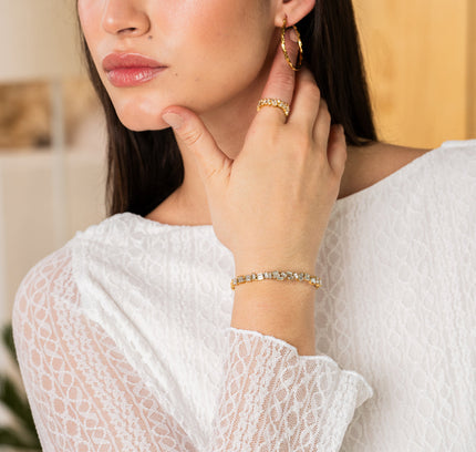 Brazalete Baguette de CZ en Oro