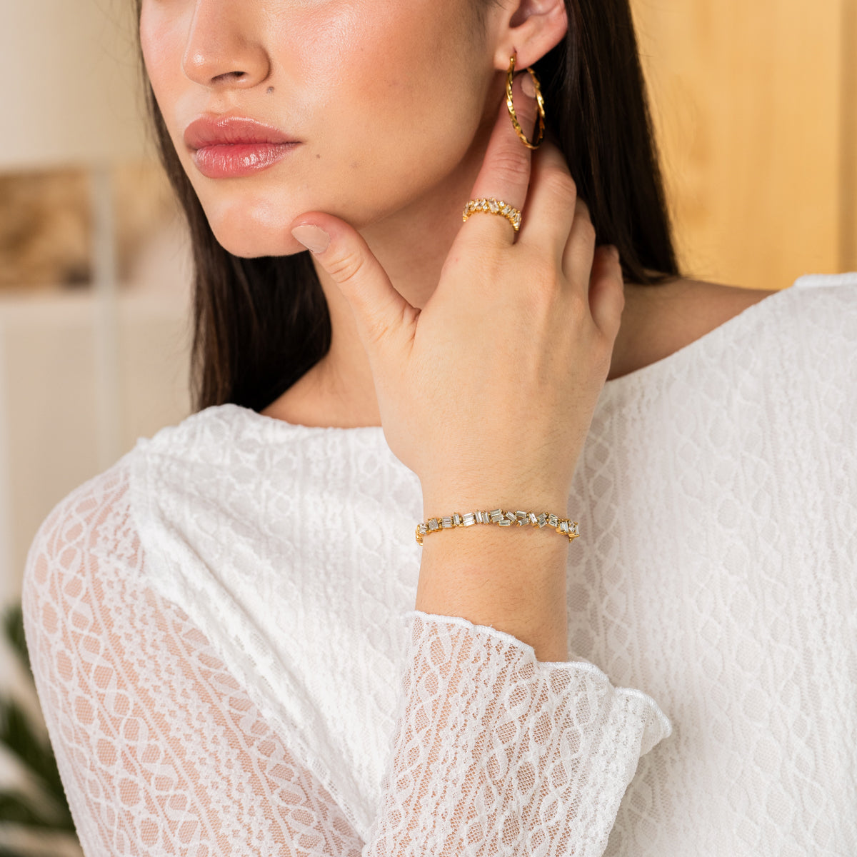 Brazalete Baguette de CZ en Oro