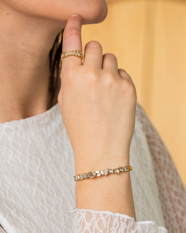 Brazalete Baguette de CZ en Oro