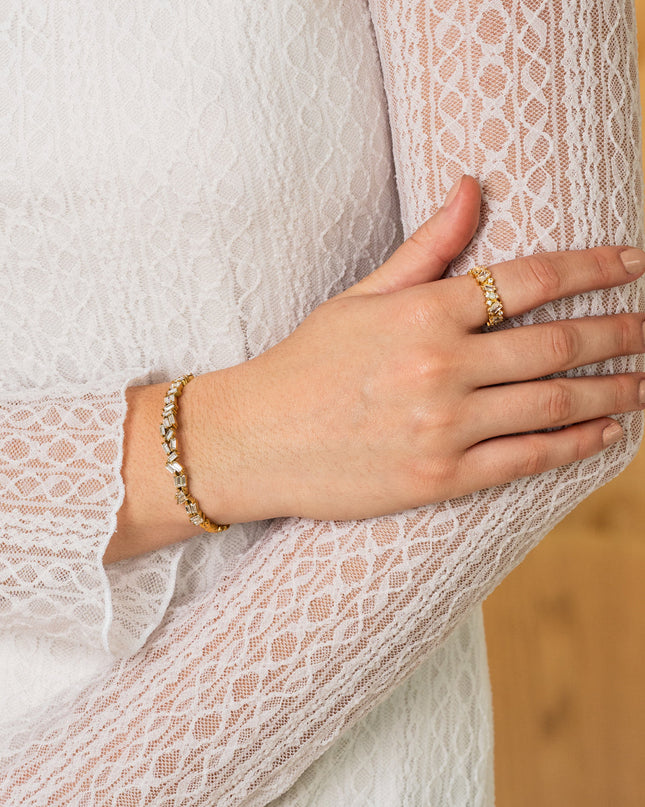 Brazalete Baguette de CZ en Oro