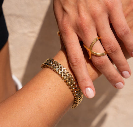 Pulsera Texturizada Eden en Baño de Oro de 18K