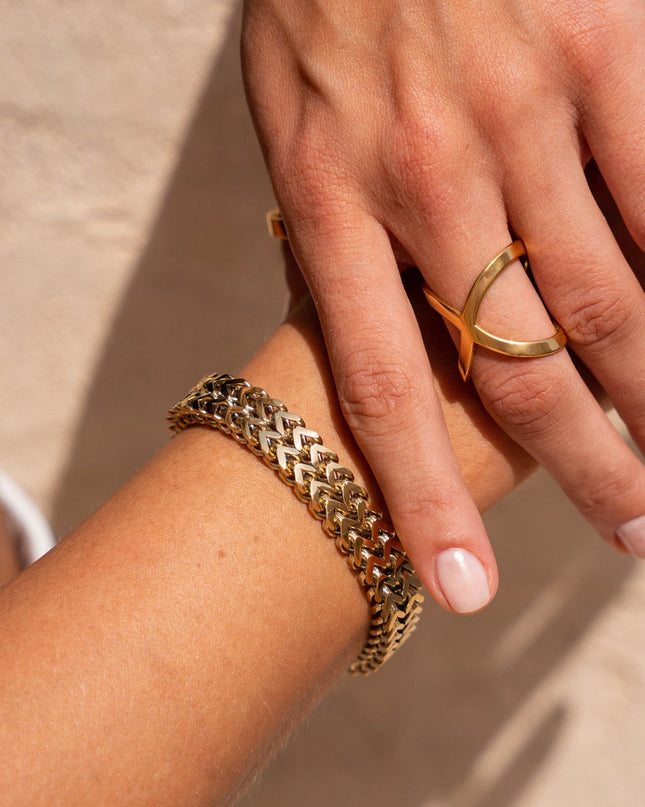 Pulsera Texturizada Eden en Baño de Oro de 18K