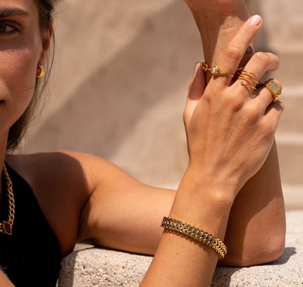 Pulsera Texturizada Eden en Baño de Oro de 18K