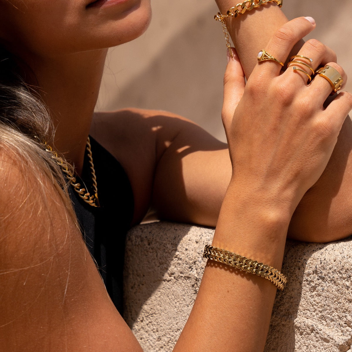 Pulsera Texturizada Eden en Baño de Oro de 18K