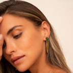 Pendientes Colgantes de Esmeralda en Oro Cubano
