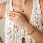Pulsera de Piedra Cúbica - Oro y Verde