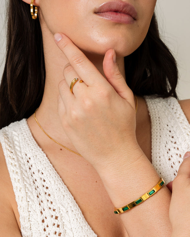 Pulsera de Piedra Cúbica - Oro y Verde