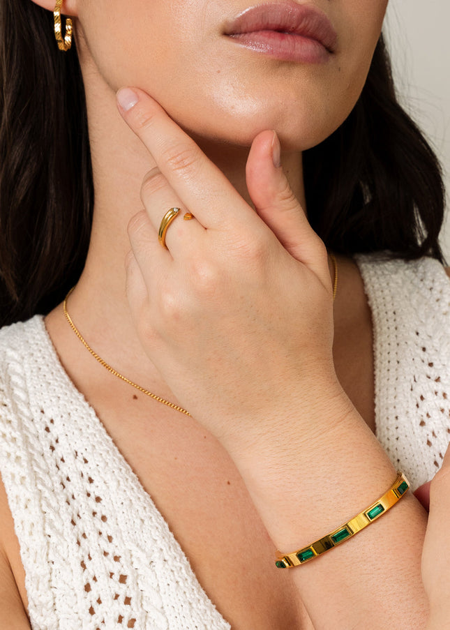 Pulsera de Piedra Cúbica - Oro y Verde