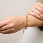 Pulsera de Piedra con Eslabones Ovalados en Oro