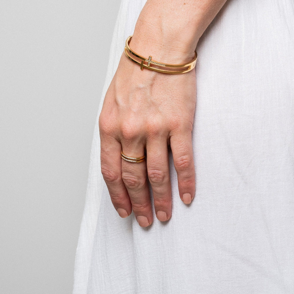 Pulsera de Brazalete Sion - Oro y Piedra